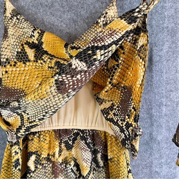 SEE AND BE SEEN Snakeskin Maxi Dress Gold Black Lined Size Small FLAW - Picture 11 of 14
